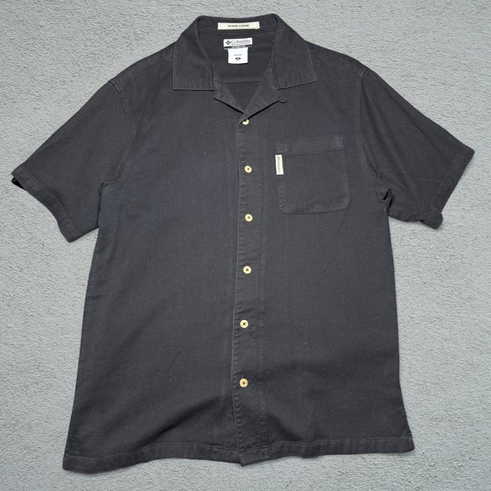 Columbia Rum Runner Vintage River Lodge Shirt Mens Medium Black Short Sleeve